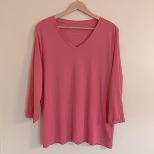 Preswick & Moore Pink V-Neck Long Sleeve Tee